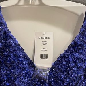 Sherri Hill Fully Sequined Blue Dress. Size 0.